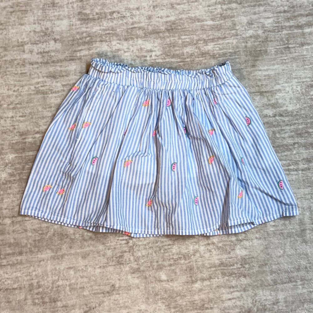 Cat & Jack Girls 5T Blue White Stripe Mini Skirt Skort Shorts Watermelon Fruit